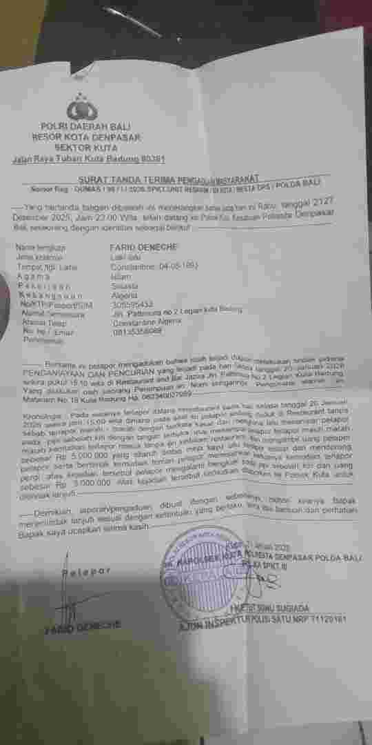 Diduga Masuk Tanpa Izin ke Rumah WNA, Seorang Wanita Dilaporkan ke Polsek Kuta