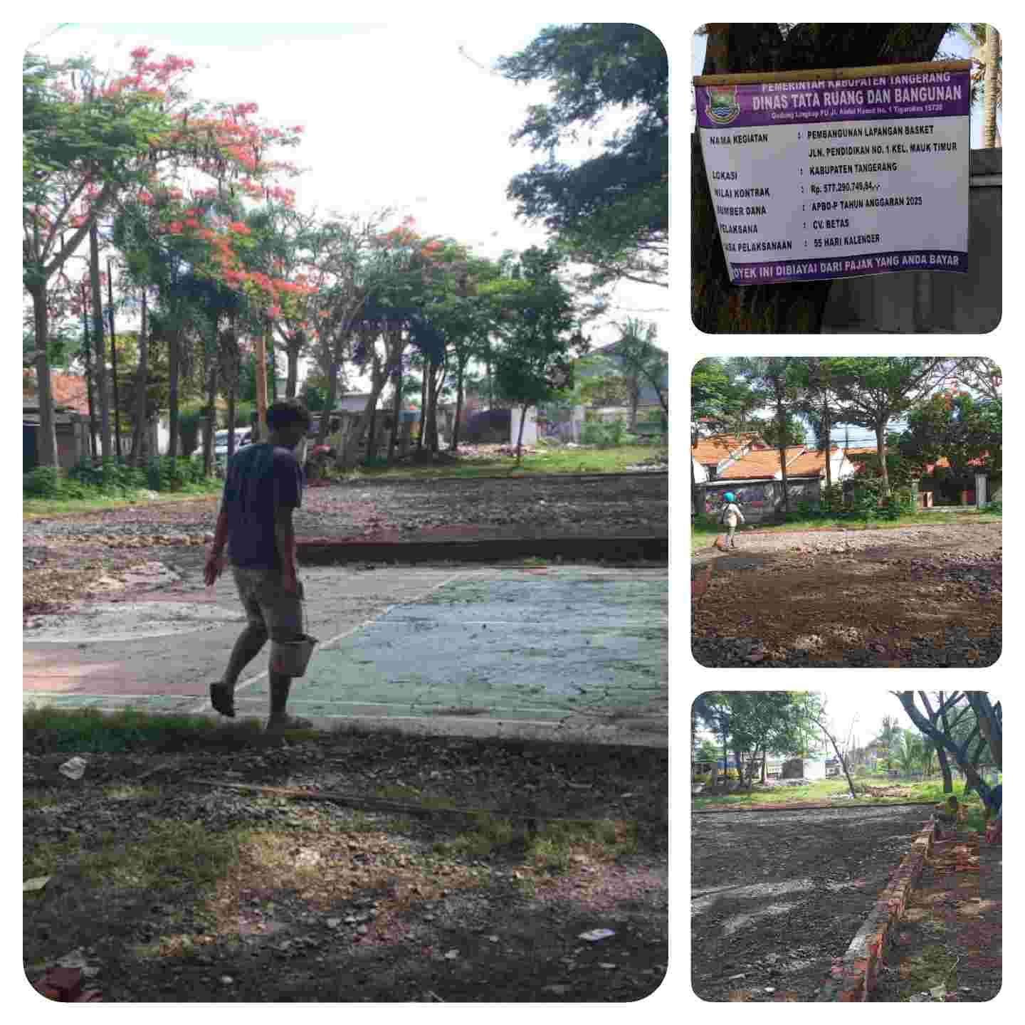 Proyek Lapangan Basket di Mauk Diduga Langgar SOP K3, Pelaksana Lepas Kontrol Tak Berada Di Lokasi
