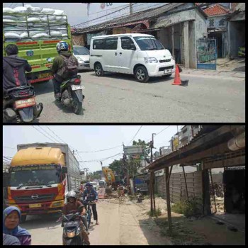 Lalu Lintas Padat Imbas Proyek Jalan di Sekitar Alun-Alun Teluknaga,Sebaiknya masyarakat Mencari Alternatif Lain