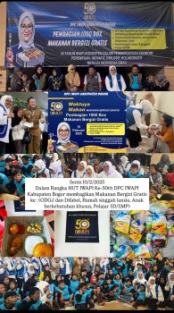 Dalam Rangka HUT ke 50 ( IWAPI ) Ikatan Wanita Pengusaha indonesia yang diadakan di Kantor kecamatan Bojong gede. Dengan Tujuan Makan Gratis kepada anak anak Sekolah Kaum Dhuafa ODGJ  dan Ibu Hamil. Iwapi adalah Organisasi yang peduli  terhadap sesam