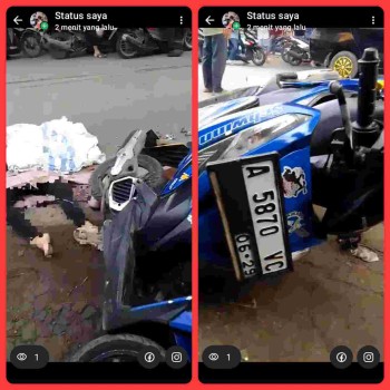 Diduga Kecelaka'an Tunggal di Depan Gang Beken, Pengendara Wanita Tergeletak di aspal jalan Raya

