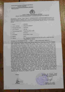Disebut-sebut tuan tanah,Sarimin telah melaporkan dugaan tindak pidana pemalsuan ke Polda Banten pada Rabu 2 Oktober 2024-bermula dari sebuah sengketa tanah di Kampung Cisait, Kecamatan Kragilan