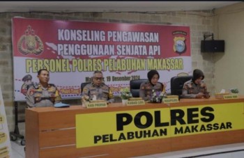 Polres Pelabuhan Makassar menggelar konseling pengawasan penggunaan senjata api bagi seluruh personel