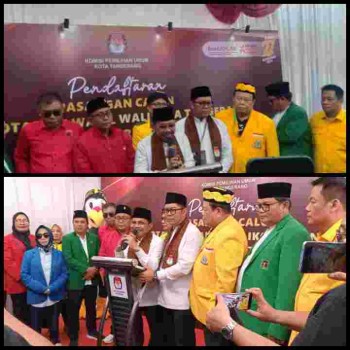 Pendaftaran pasangan calon (PASLON) walikota dan wakil walikota 2024 - 2029 H.sachrudin dan H.Maryono di KPU kota Tangerang