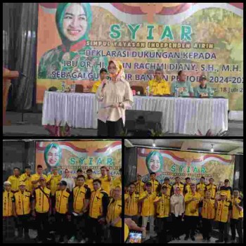 Relawan Simpul Yayasan Independen Airin (Syiar) resmi mendeklarasikan dukungannya kepada Airin, 
Heri Rulloh: Kami Syiar Kota Tangerang menyatakan dukungan untuk Ibu Airin Rachmi Diany menjadi gubernur Banten